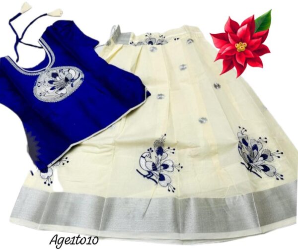 Kids Lehangas white and Blue